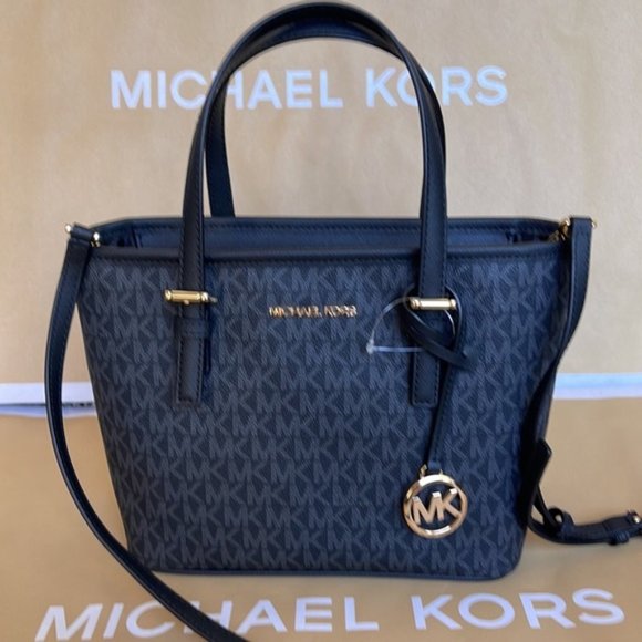 Michael Kors Jet Set Travel XS Carryall Tote Top Zip Tote Black - Picture 9 of 16